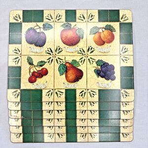 Set of 6 Vintage Pimpernel Fruit Placemat Hard Sturdy Cork Back